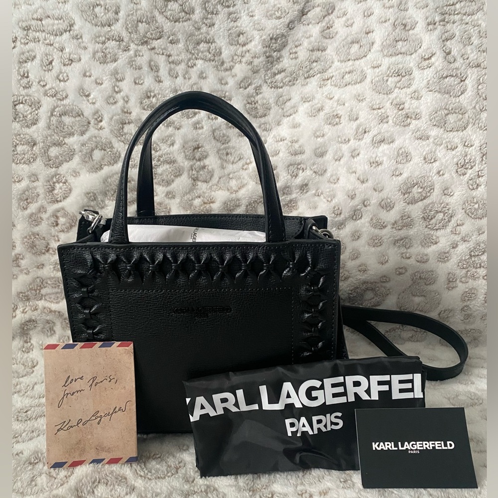 Black Leather Karl Lagerfeld Crossbody